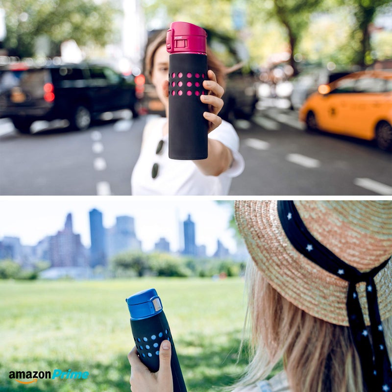 FLASKGEAR Protect & Go Silicone Sleeve Cover compatible with Zojirushi Brand Insulated Vacuum Thermos Water Bottle (BLACK, 16 oz / .48 litre) - Image 3